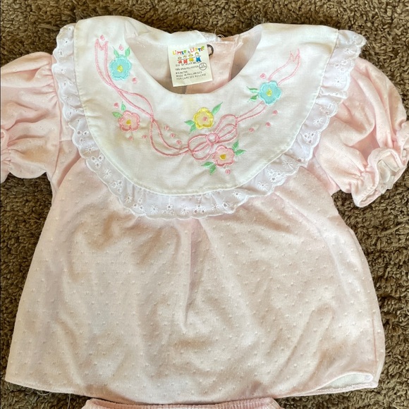 Vintage Charming Pink Diaper Cover Set with Embroidered Collar - Picture 3 of 5